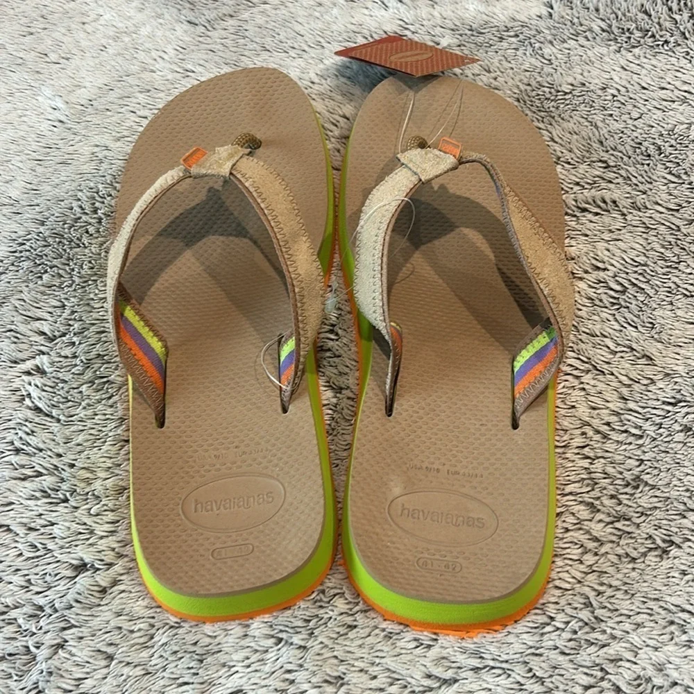 Havaianas Men's Rose Gold Flip Flops size 9/10 made in Brazil